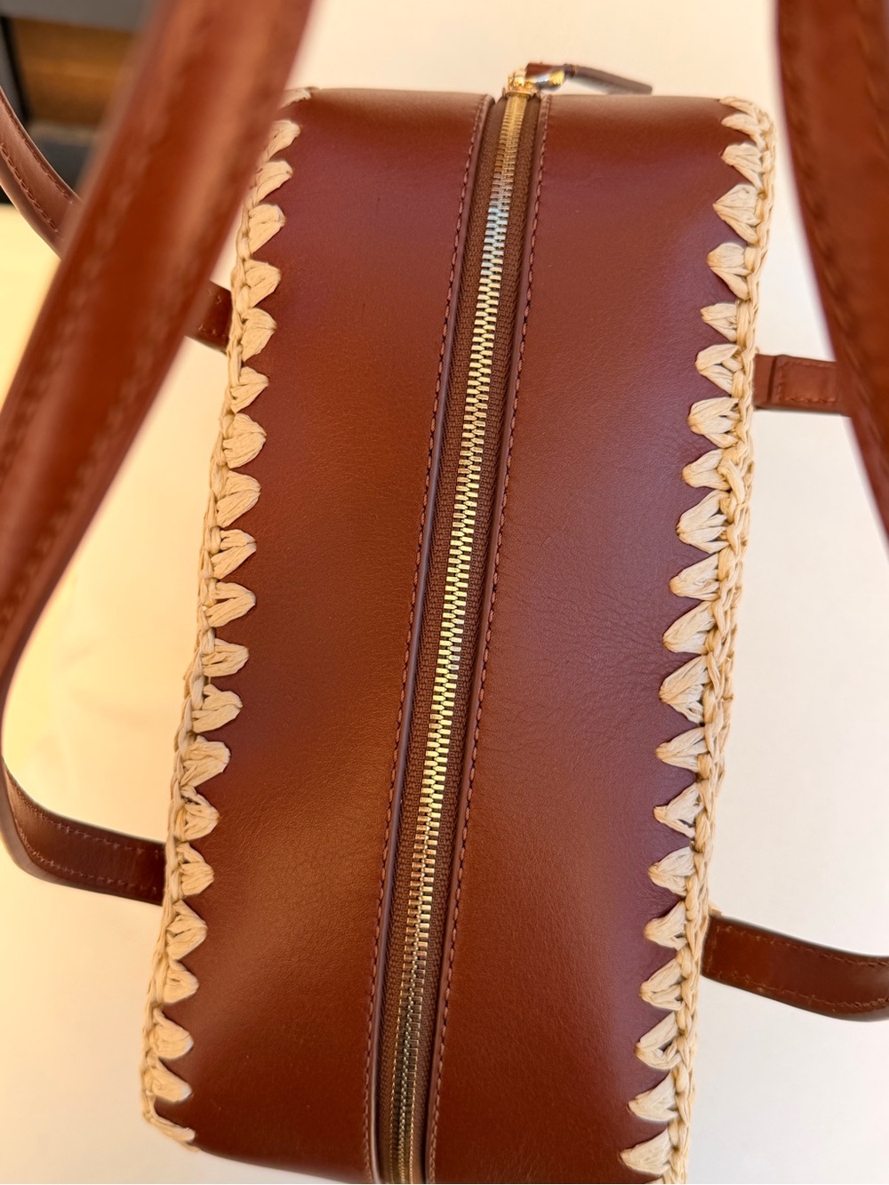 J Crew Delphine handknotted shoulder bag in straw and leather #OA1 - Picture 10 of 17
